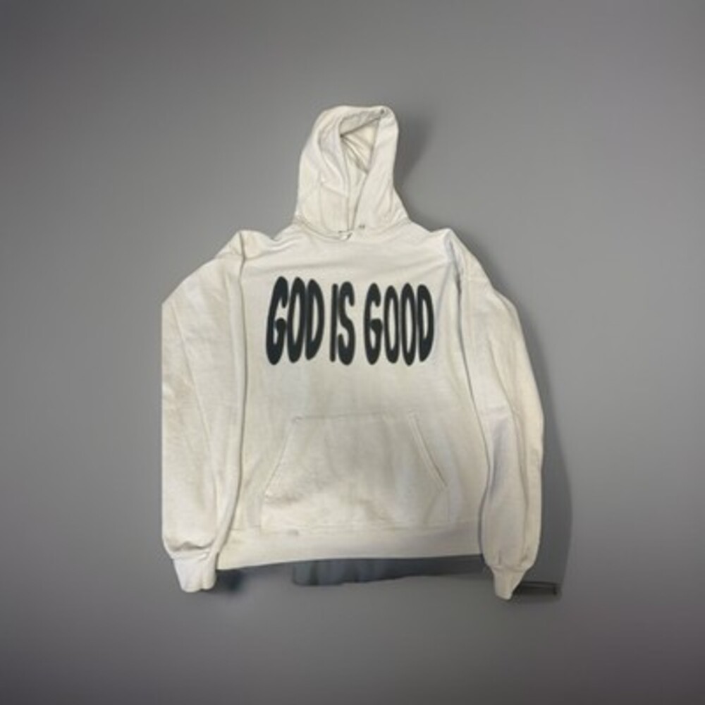 White Fleece Hoodie God Is Good All The Time Jesus Loves You Graphic Pullover